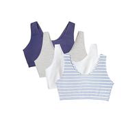 Fruit of the Loom Women's Built Up Tank Style Sports Bra Value Pack, 100 inches, Cottage Stripes/Skipper Blue/Grey Heather/White, 34 (Pack of 4)