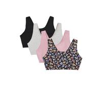Fruit of the Loom Women's Built Up Tank Style Sports Bra Value Pack, Midnight Meadow/Lilas/Grey Heather/Black Hue, 40 (Pack of 4)