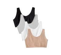 Fruit of the Loom Women's Built Up Tank Style Sports Bra Value Pack, Opaque, Black/Heather Grey/Sand/White, 50 (Pack of 4)