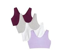 Fruit of the Loom Women's Built Up Tank Style Sports Bra Value Pack, Opaque, Purple/White/Lilac/Grey, 40 (Pack of 4)