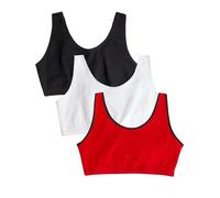Fruit of the Loom Women's Built Up Tank Style Sports Bra Fashion Colors, Opaque, Red, 36 (Pack of 3)