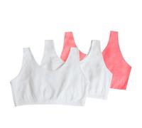 Fruit of the Loom Women's Built Up Tank Style Sports Bra, White/White/Popsicle Pink,
