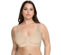 Fruit of the Loom Women's Comfort Front Close Sport Bra with Mesh Straps Bra, Sand, 44