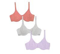 Fruit of the Loom Women's Cotton Stretch Extreme Comfort Bra, Desert Dusk/Grey/Lilac Whisper, 34B
