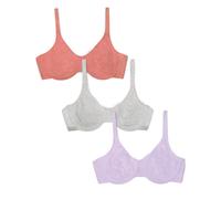 Fruit of the Loom Womens Cotton Stretch Extreme Comfort Full Coverage Bra Desert Dusk/Grey/Lilac Whisper 42D US
