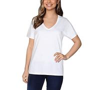 Fruit of the Loom Women's Crafted Comfort T-Shirt À Manches Courtes en Coton Pima, V Neck-White, L