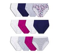 Fruit of the Loom Women's Eversoft Cotton Brief Underwear, Tag Free & Breathable, Available in Plus Size, Parent, Hi Cut - Cotton - 12 Pack - Navy/White/Pink, 7