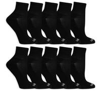 Fruit of the Loom Women's Everyday Active Sport Ankle Socks (10 Pack), Black, 3.5-9 UK (Pack of 10)