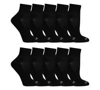 Fruit of the Loom Women's Everyday Soft Cushioned Ankle Socks (10 Pack), Black, 7-11 UK