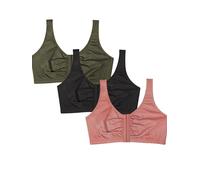 Fruit of the Loom Women's Front Close Builtup Sports Bra, Desert Dusk/Olive Night/Black, 34