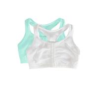 Fruit of the Loom Women's Front Close Builtup Sports Bra, Mint Chip/White, 36 (Pack of 2)