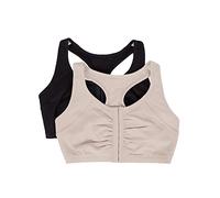 Fruit of the Loom Women's Front Close Racerback (Pack of 2), Sand/Black, 36