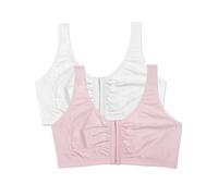 Fruit of the Loom Women's Front Close Sports Bra, White/Blushing Rose