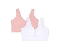 Fruit of the Loom Women's Full Coverage Wireless Cotton Bralette Bra, Opaque, Blushing Rose/White, M