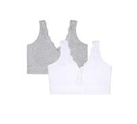 Fruit of the Loom Women's Full Coverage Wireless Cotton Bralette, White/Grey Heather, XXL