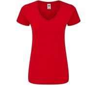 Fruit of the Loom Women's Iconic V Neck T-Shirt in Red | Size: Medium Fruit Of The Loom Red M