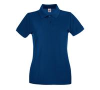 Fruit of the Loom Womens Ladies Lady-Fit Premium Short Sleeve Polo Shirt - Navy Cotton - Size X-Small