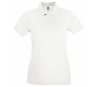 Fruit of the Loom Womens Ladies Lady-Fit Premium Short Sleeve Polo Shirt - White Cotton - Size X-Small