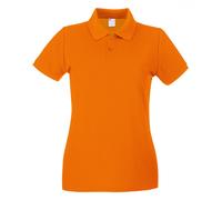 (Large, Bright Orange) Womens/Ladies Fitted Short Sleeve Casual Polo Shirt