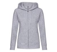 (L, Heather Grey) Fruit of the Loom Womens/Ladies Premium Heather Zipped Lady Fit Hooded Jacket