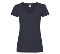 Fruit of the Loom Womens/Ladies Valueweight V Neck Lady Fit T-Shirt (Deep Navy) - Blue Cotton - Size 16 UK