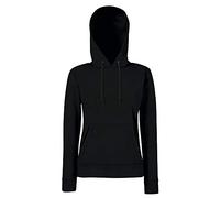 Fruit of the Loom Women's Lady-fit Hooded Sweat Sweatshirt, Opaque, Black, S