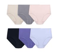 Fruit of the Loom Women's Lightweight Microfiber Underwear, Smooth Under Clothes, Available in Plus Size, Brief - 6 Pack - Colors May Vary, 9