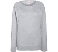 FRUIT OF THE LOOM Women's Lightweight Raglan Lady-fit Sweatshirt, Grau (Heather Grey 123), S UK