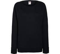 FRUIT OF THE LOOM Women's Lightweight Raglan Lady-fit Sweatshirt, Schwarz (Black 101), S UK