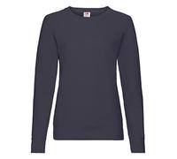 Fruit of the Loom Women's Lightweight Raglan Sweat Lady-Fit Regular Fit Plain Round Collar Long Sleeve T - Shirt, Blue (Deep Navy Az), 8 (Manufacturer Size: X-Small)