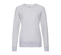 FRUIT OF THE LOOM Women's Lightweight Raglan Sweat Lady-fit T Shirt, Grey (Heather Grey ), XS UK