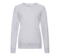 FRUIT OF THE LOOM Women's Lightweight Raglan Sweat Lady-fit T Shirt, Grey (Heather Grey ), XXL UK