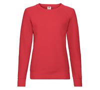 FRUIT OF THE LOOM Women's Lightweight Raglan Sweat Lady-fit T Shirt, Red, XL UK