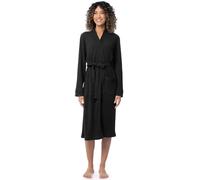 Fruit of the Loom Women's Lightweight Waffle Knit Kimono Robe Bathrobe, Black, Large