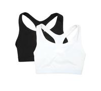 Fruit of the Loom Women's Medium Impact Sports Bras Supports Without Padding, Black Hue/White, L