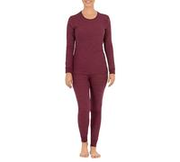 Fruit of the Loom Women's Micro Waffle Premium Thermal Set Pajama, Merlot Heather, Small