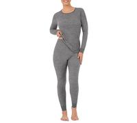 Fruit of the Loom Women's Micro Waffle Premium Thermal Set Pajama, Smoke Heather, Large