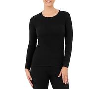 Fruit of the Loom Women's Micro Waffle Premium Thermal Underwear Tee Shirt Pajama Top, Black, Large