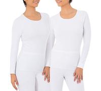 Fruit of the Loom Women's Micro Waffle Premium Thermal Underwear Tee Shirt Pajama Top, White/White, X-Small