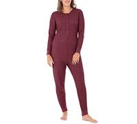 Fruit of the Loom Women's Micro Waffle Premium Thermal Union Suit, Merlot Heather, 1x Plus