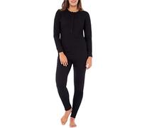 Fruit of the Loom Women's Micro Waffle Premium Thermal Union Suit Pajama Bottom, Black, M-L