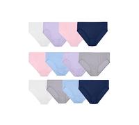 Fruit of the Loom Women's Microfiber Underwear, Lightweight & Sleek, Available in Plus Size, Hi Cut-12 Pack-Blue/Pink/Grey, 6