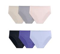 Fruit of the Loom Women's Microfiber Underwear, Lightweight & Sl vailable in Plus Size, Hi Cut - 6 Pack - Colors May Vary, 10