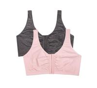 Fruit of the Loom Women's Multi-Pack Front Close Sports Bra Full Coverage Bra (Pack of 2)