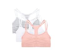 Fuit of the Loom Women's Spaghetti Strap Pullover Sports Bra, Skinny Stripe/White/Blushing Rose, 3-Pack, 32