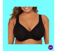 FRUIT OF THE LOOM Women's Plus-Size Unlined Underwire Bra, Black, UK 42E