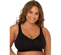 Fruit of the Loom Women's Plus-Size Wireless Cotton Bra Full Coverage, Opaque, Black Hue, 46C
