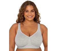 Fruit of the Loom Women's Plus-Size Wireless Cotton Bra Full Coverage, Opaque, Grey, 38F