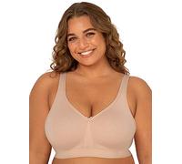 Fruit of the Loom Women's Plus-Size Wireless Cotton Bra, Opaque, Sand, 38C