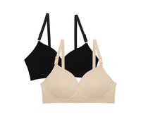 Fruit of the Loom Women's Seamless Wire Free Push-up Bra, Opaque, Black Hue/in The Buff 2-Pack, 34C (Pack of 2)